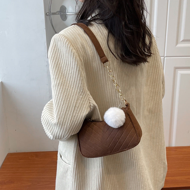 Wholesale Casual winter small fresh retro messenger bag temperament solid color fashion one shoulder foreign style small square bag